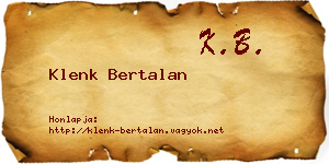 Klenk Bertalan névjegykártya